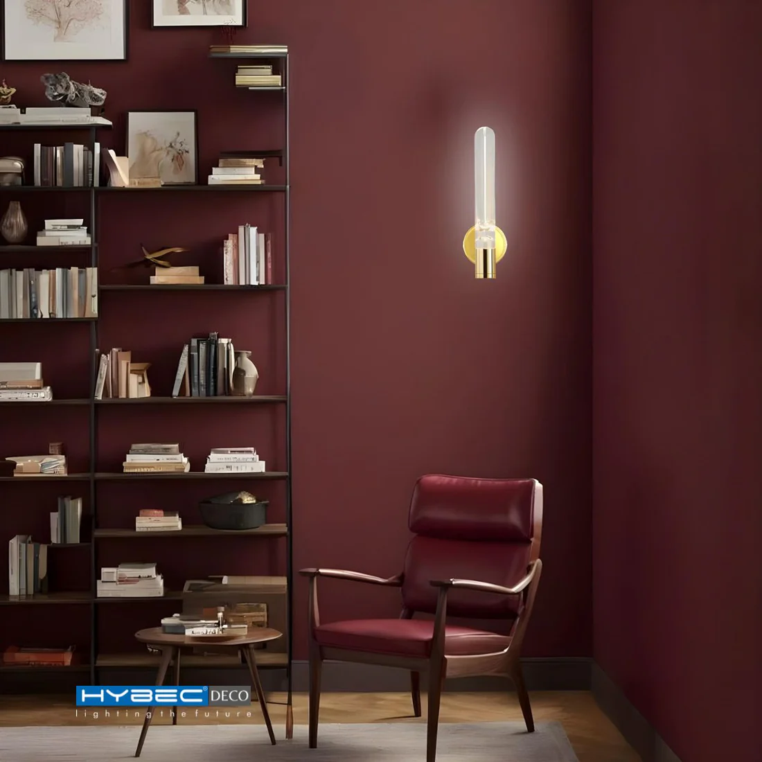 Vertical Gold LED Wall Light with Clear Acrylic Diffuser