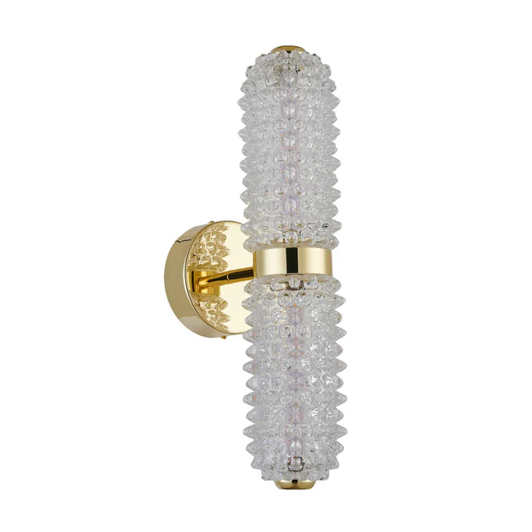 Gold Iron & Handmade Glass LED Wall Light – 15W