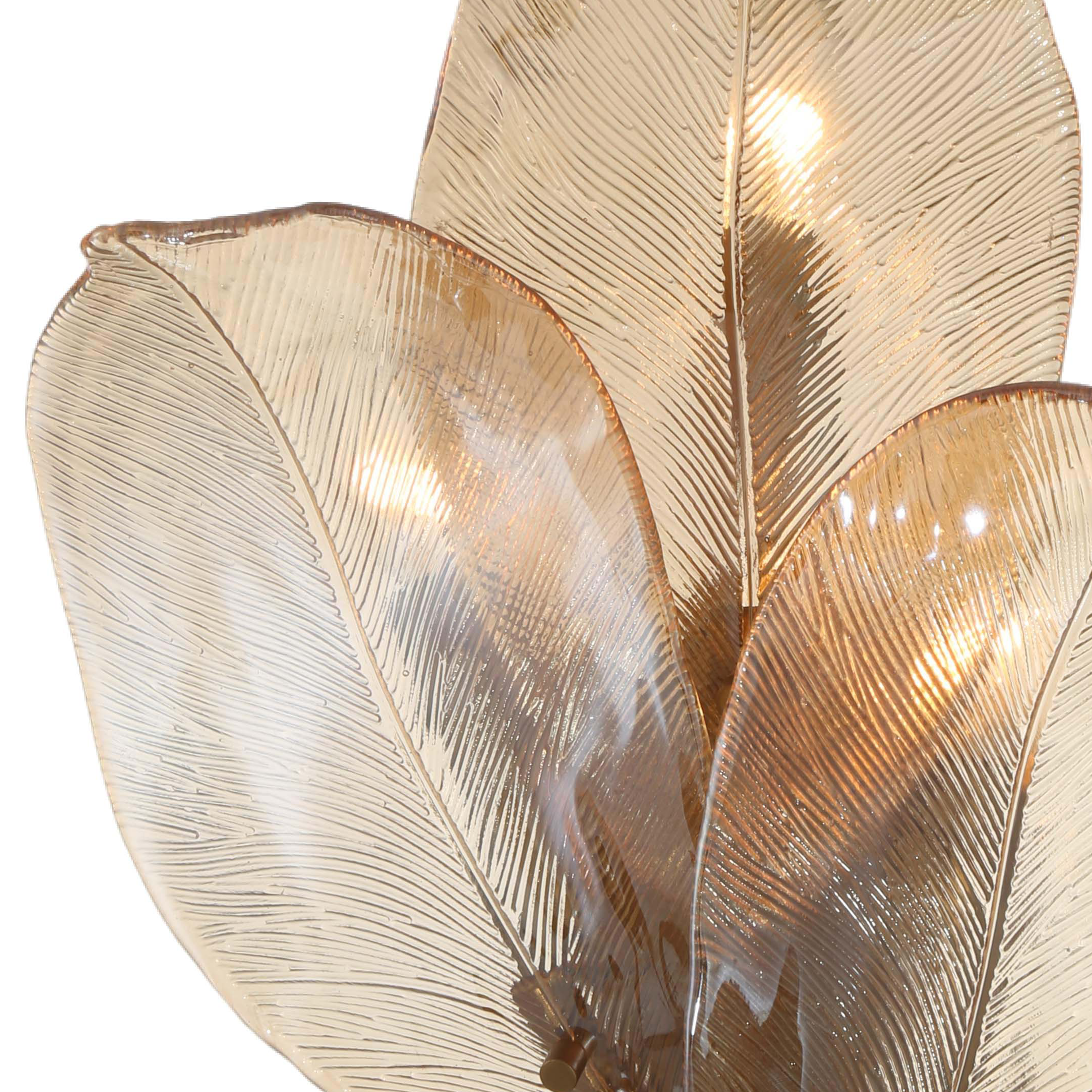 Brass Wall Light with Amber Handmade Glass – 3 Light (E14)