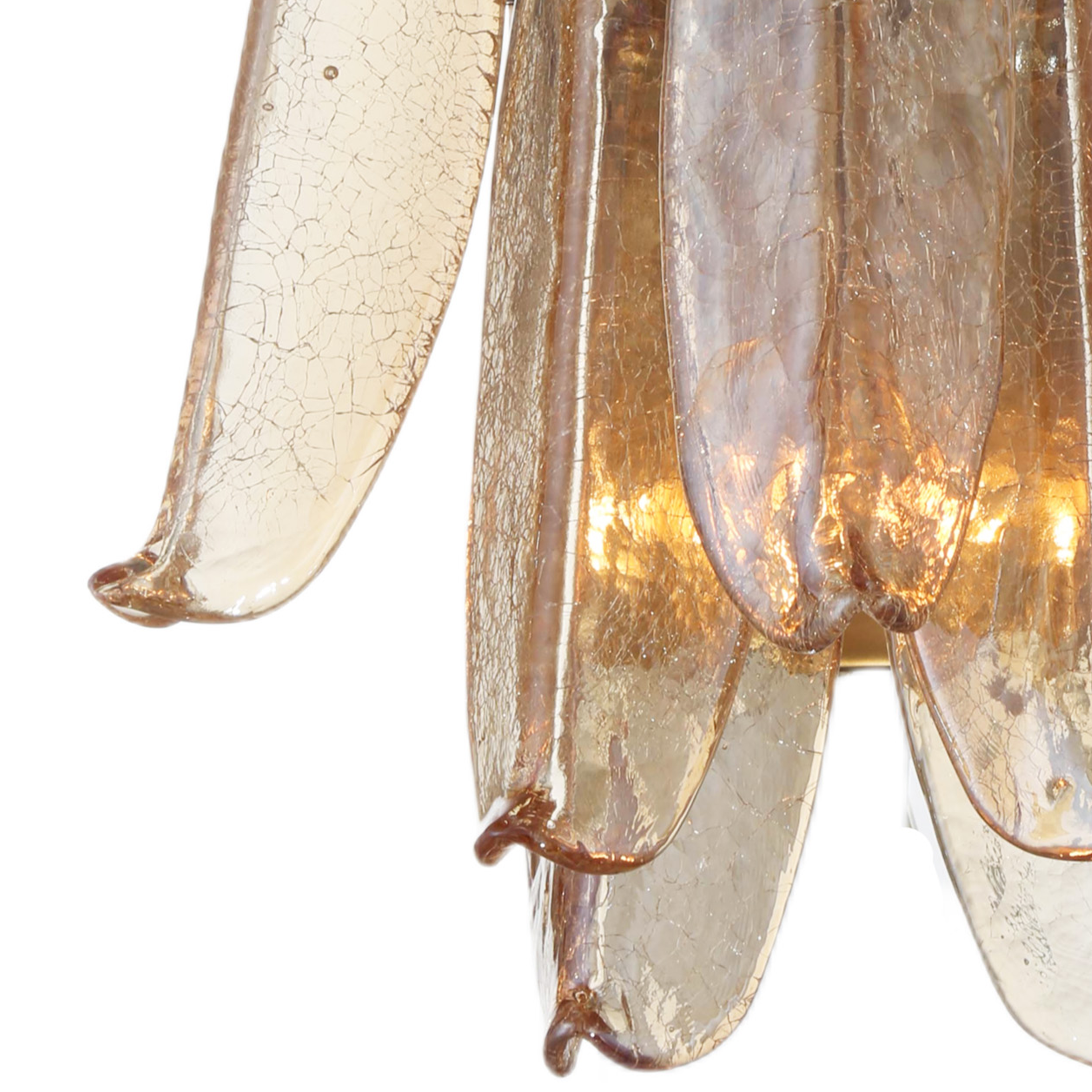 Brass Wall Light with Cracked Amber Glass – 2 Light (E14)