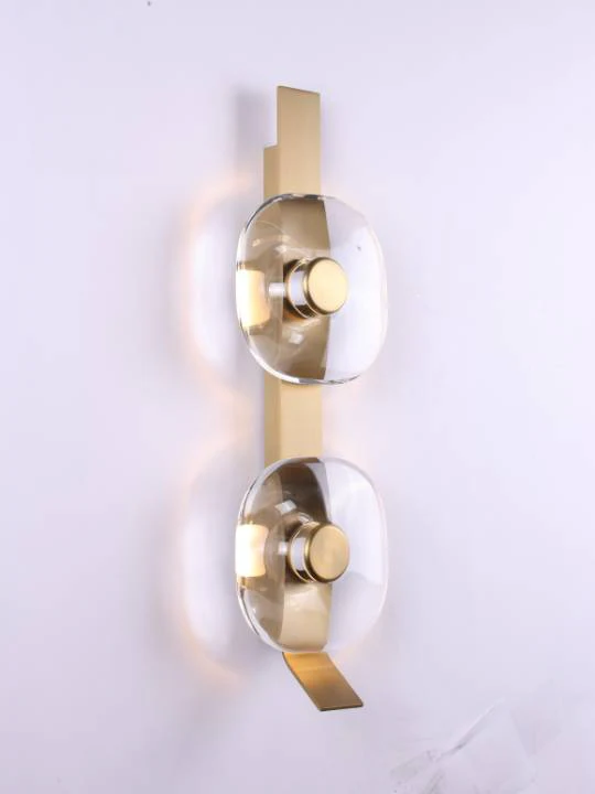 Crystal & Steel Wall Light – Twin Glow in Gold Finish