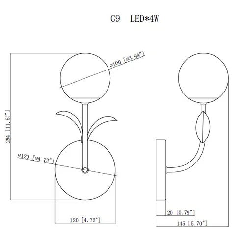Rustic Brown & Black Glass Wall Light – G9 Socket