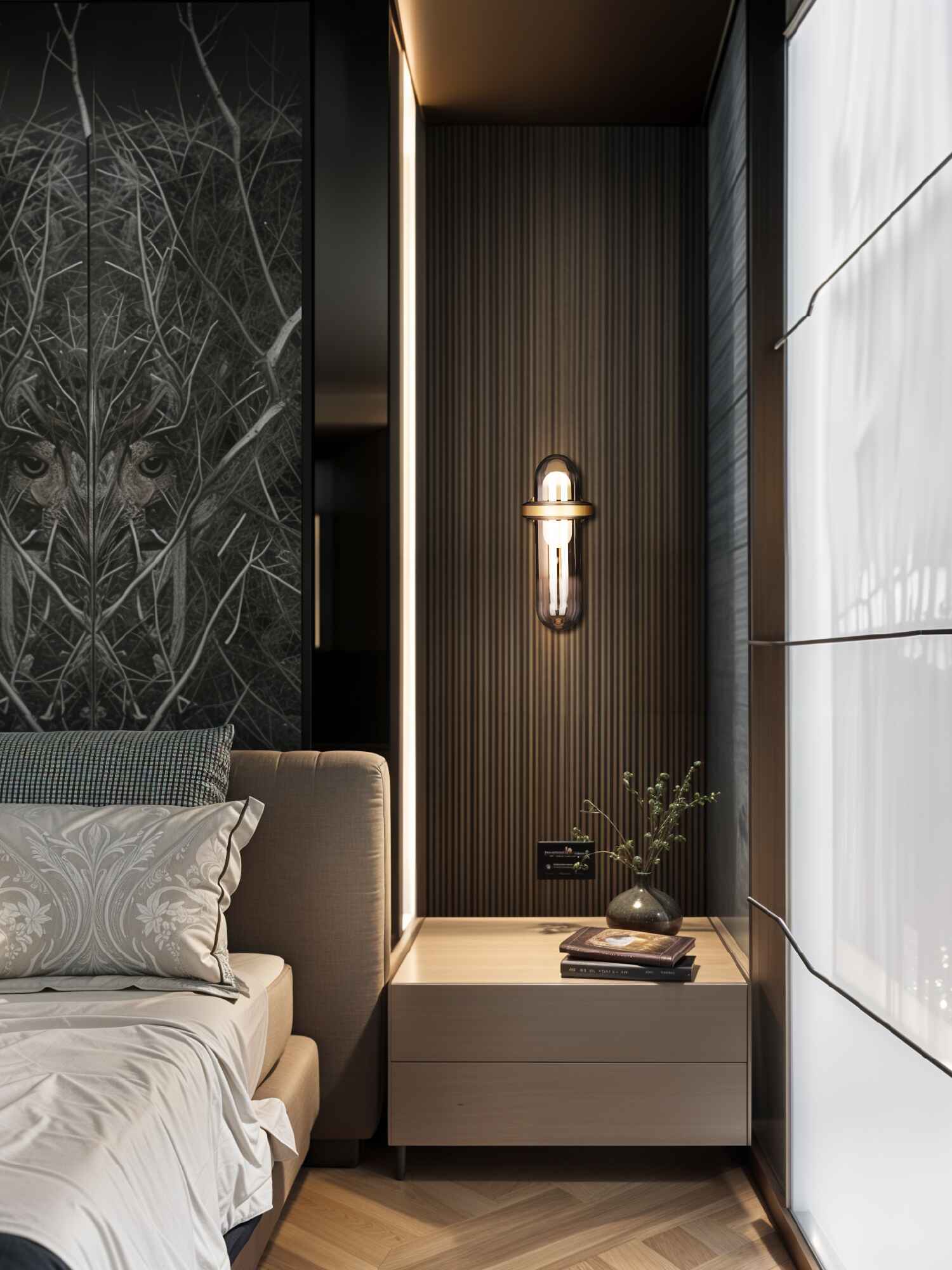 Smoky Glass & Gold Wall Light – 1 x 5W LED