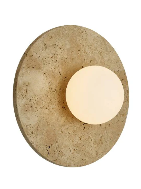 Beige Stone & Milky Glass Wall Light – G9