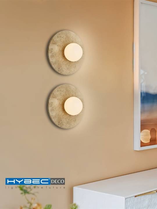 Beige Stone & Milky Glass Wall Light – G9