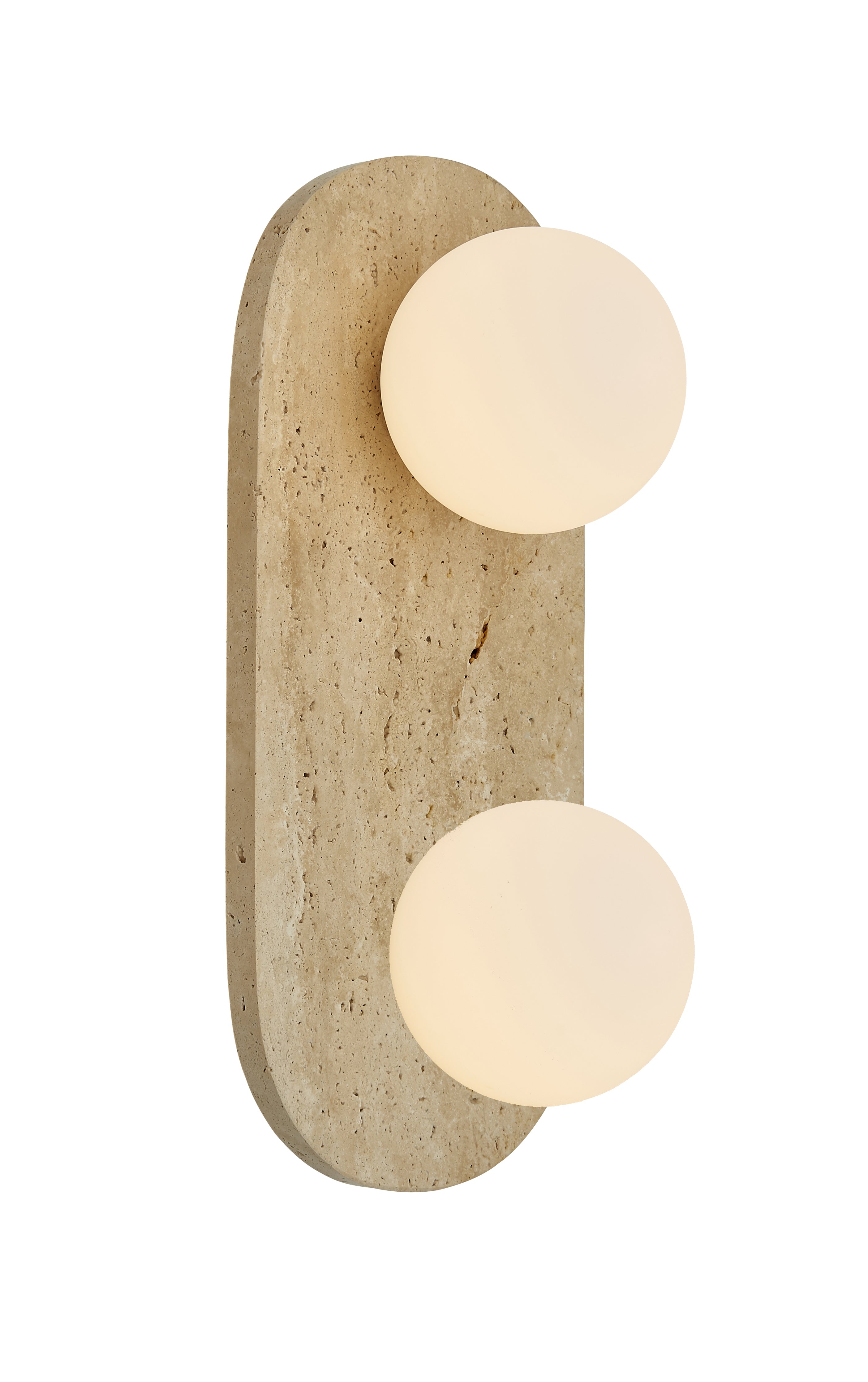 Beige Stone Wall Light with Milky Glass – 2-Light G9 Fixture