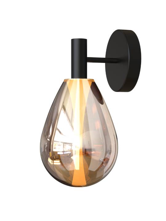 Rose Gold Glass & Black Metal LED Wall Light – 4W