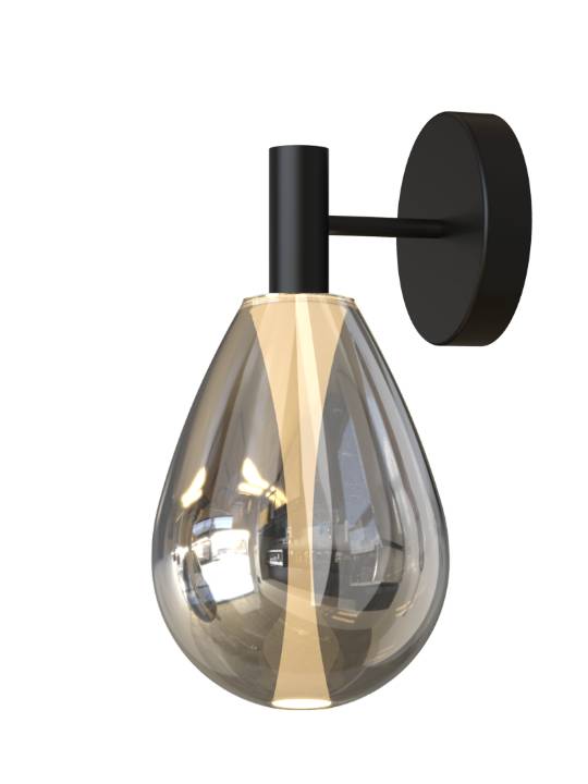 Smokey Glass & Black Metal LED Wall Light – 4W