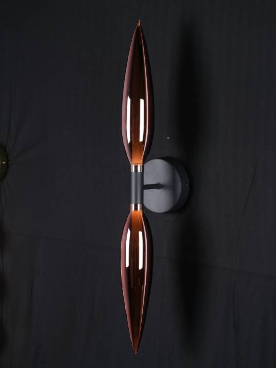 Black & Rose Gold Glass Twin LED Wall Light – 2 × 4.3W