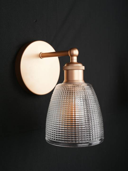 Textured Glass Gold Wall Light – 1 x E27