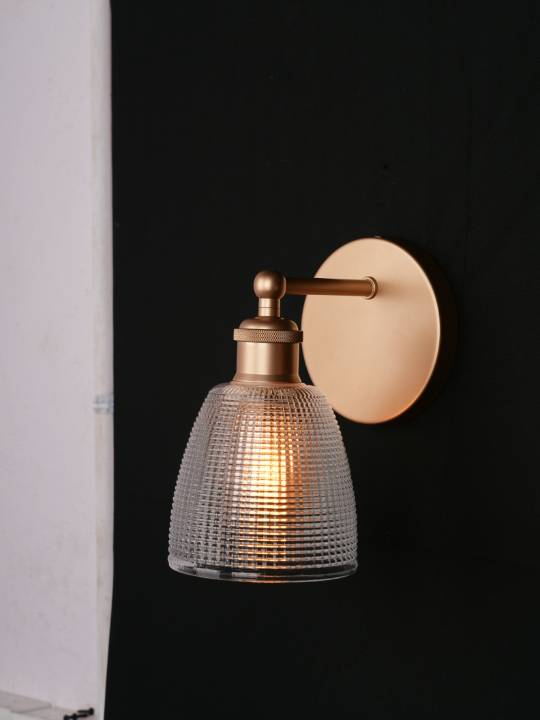 Textured Glass Gold Wall Light – 1 x E27