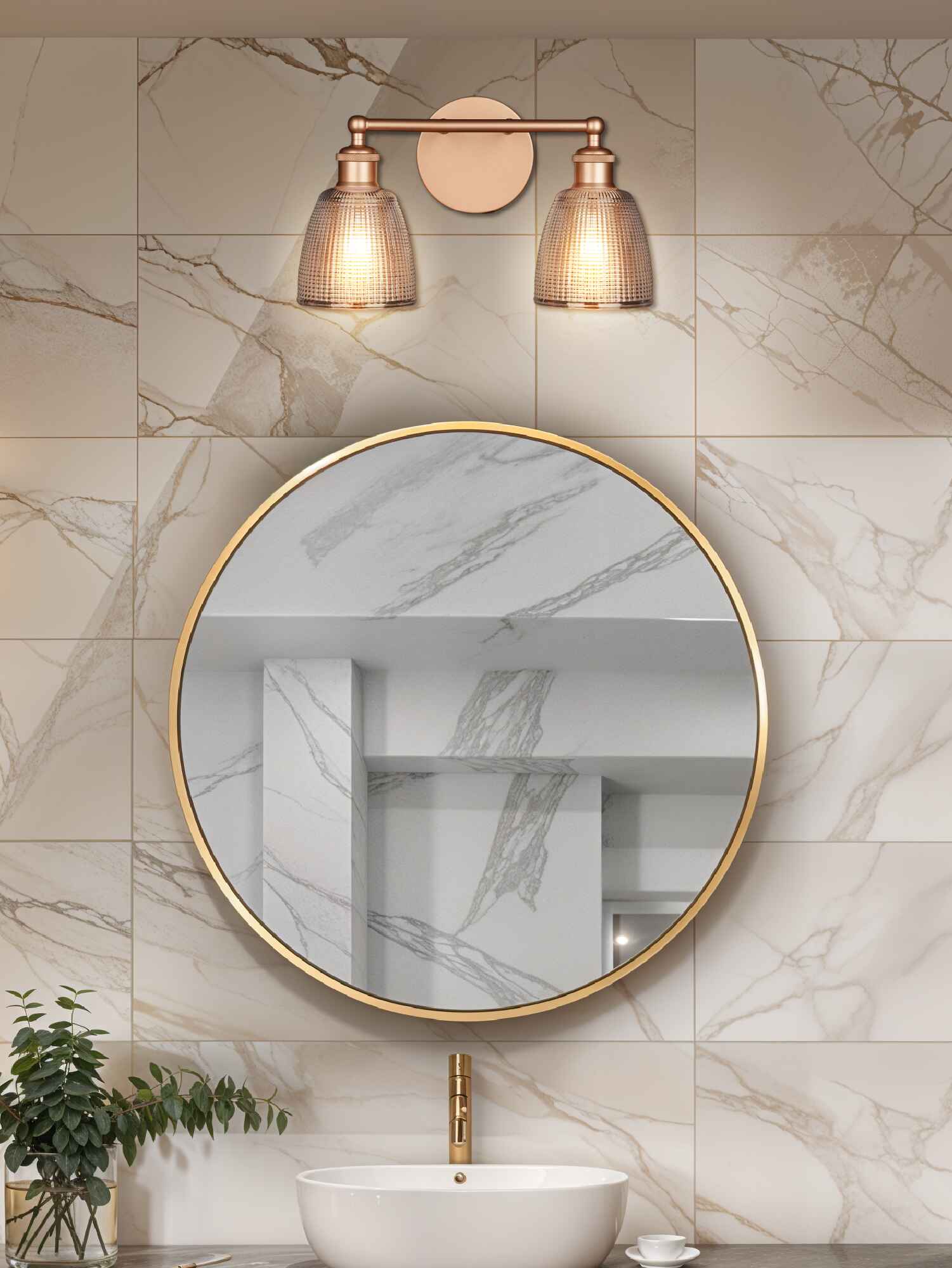Textured Glass Gold Wall Light – 2 x E27