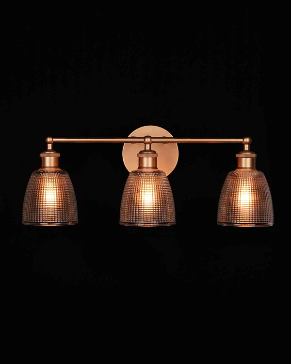 Textured Glass Gold Wall Light – 3 x E27