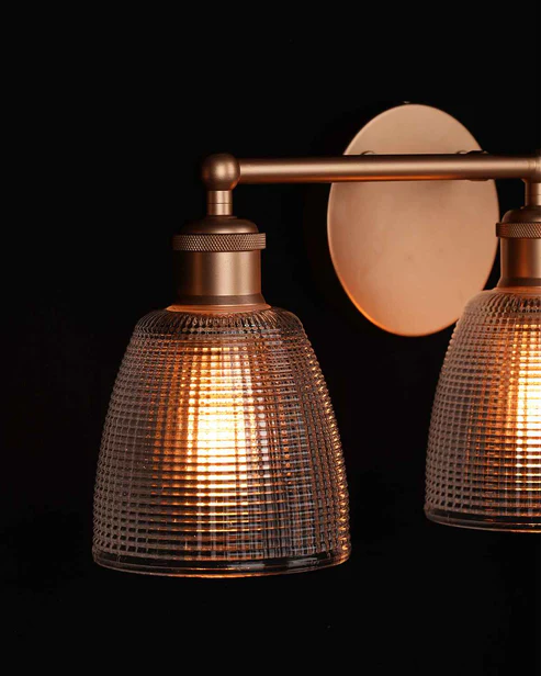 Textured Glass Gold Wall Light – 3 x E27