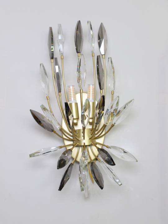 Smoky Crystal & Gold Iron Wall Light – G9 Base