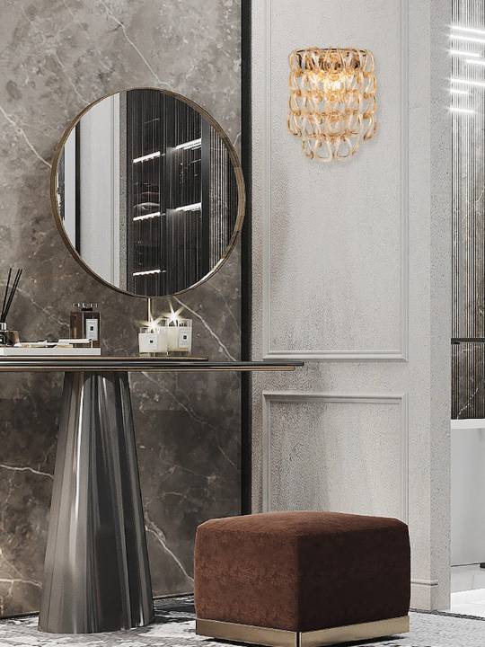 Handmade Glass Wall Light – Pearl Black (2-Light)