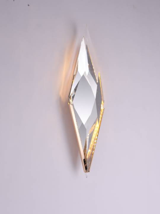 Slim Gold Crystal Wall Light – K9 Crystal & Stainless Steel (8W)
