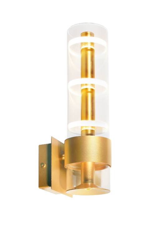 Brushed Lapis Gold Wall Light with Clear Glass Shade – 9W