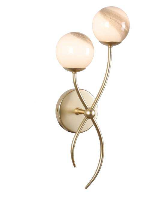 Gold Twin Glass Wall Light – G9 Bulbs